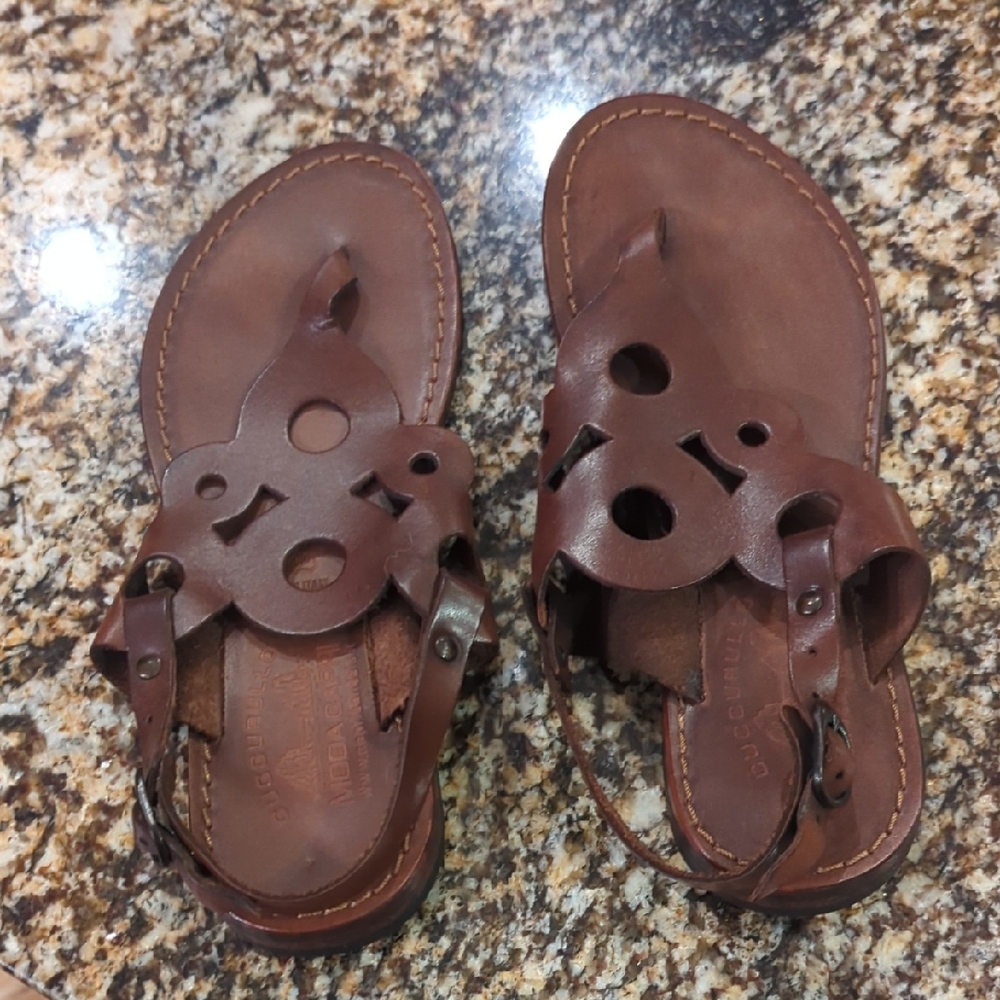 Brown Leather Sandals Made In Italy Size 36 Cuccurullo Sandals